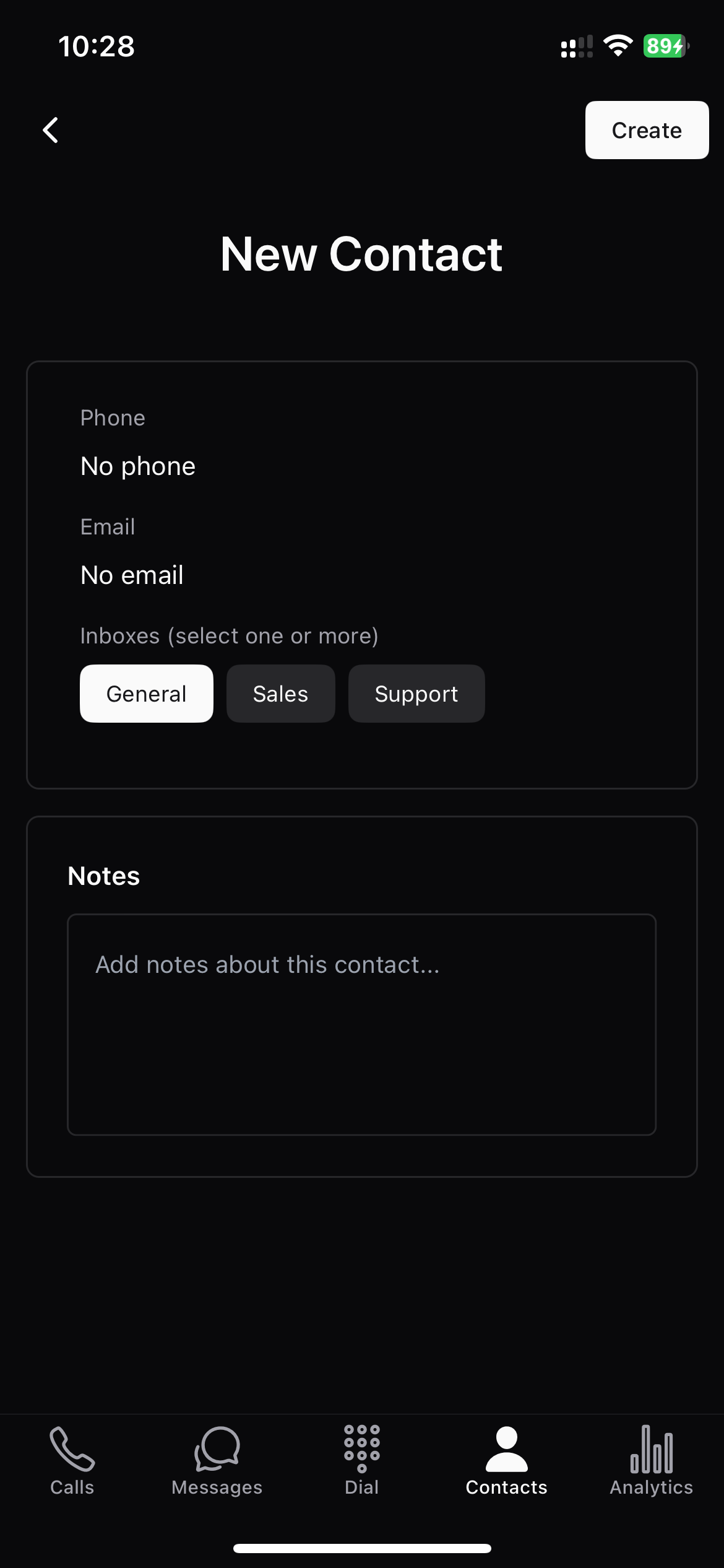 Create New Contact