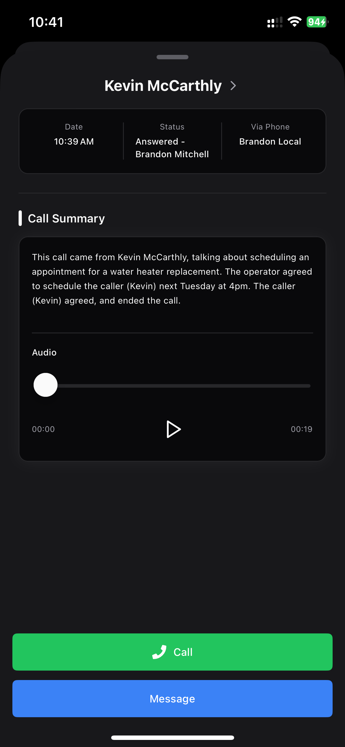 Call Recording Example