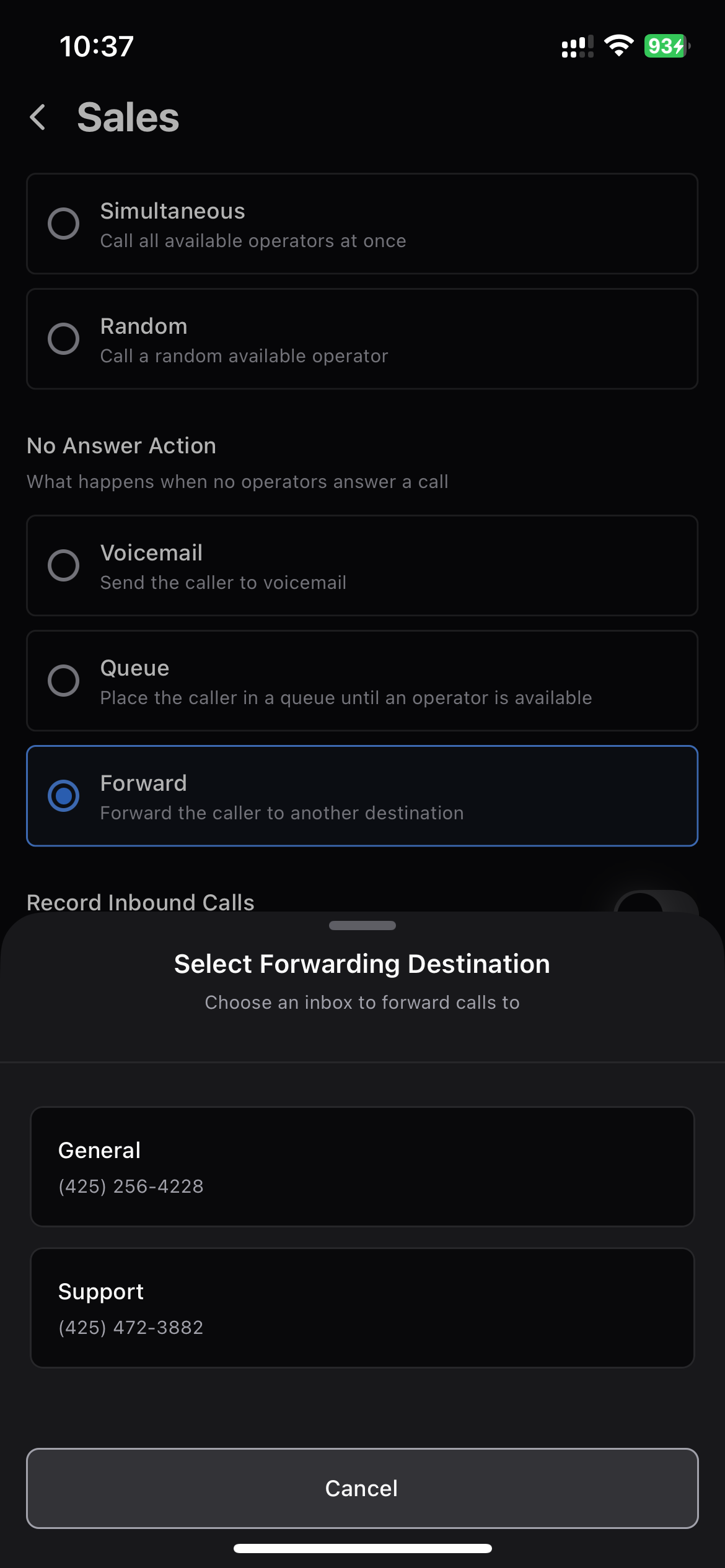 Forward Settings