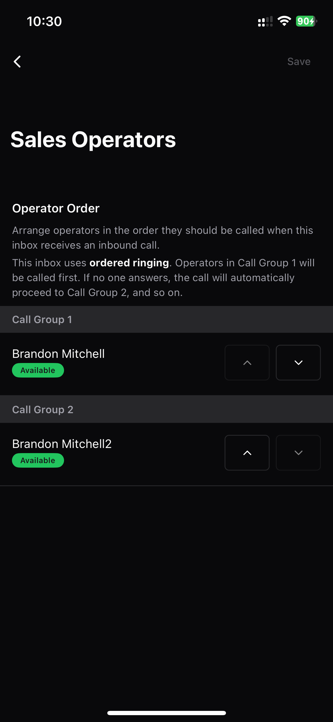 Manage Operators Order