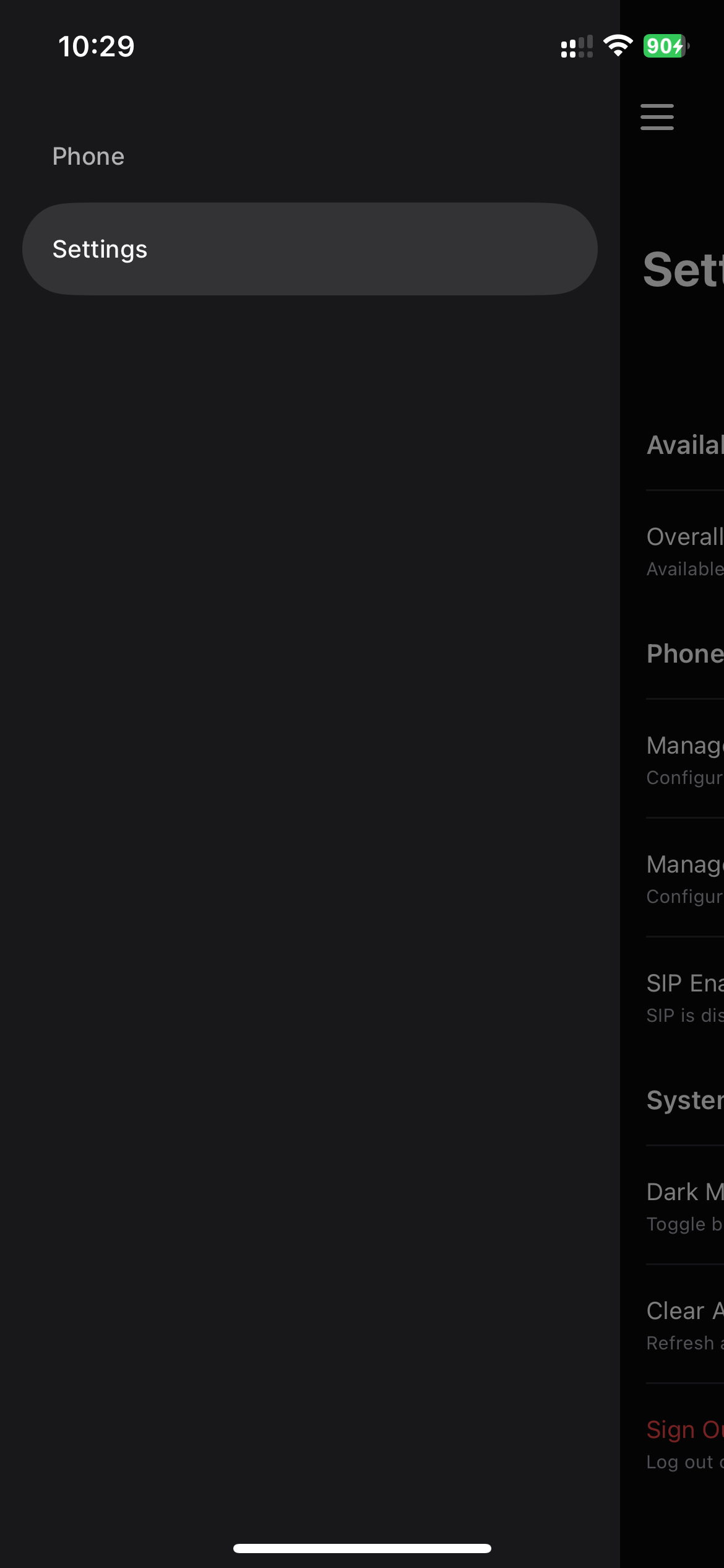 Settings Navigation